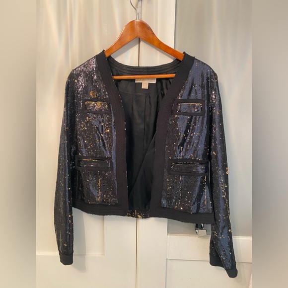 Michael Kors Cropped black sequin blazer like new 00/xs - Picture 1 of 3